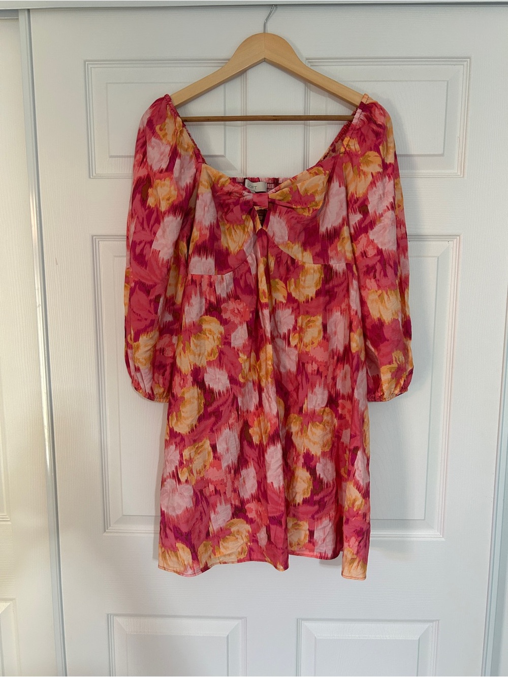 LOFT Pink & Yellow Floral Mini Dress NWT